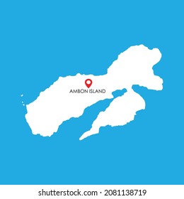 Map Of Ambon Island In Maluku, Indonesia With Location Icon