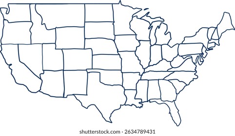 map of america in blue, USA Map in Old Glory Blue ready to use and edit