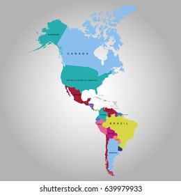 Map of America continent. vector illustration.