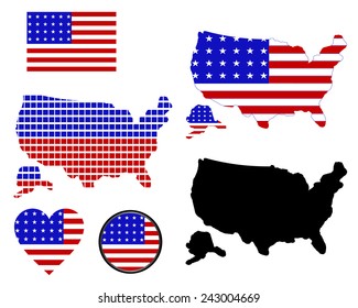 map of america of different colors on a white background