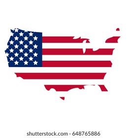 Map of America icon, flat style. Isolated on white background. Vector illustration