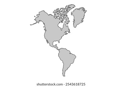 Map of America isolated on white background.for website layouts,background,education, precise,customizable,Travel worldwide,map silhouette backdrop,earth geography, political,reports.
