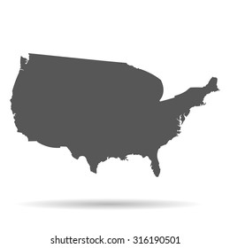 Map of America with shadow flat style white background