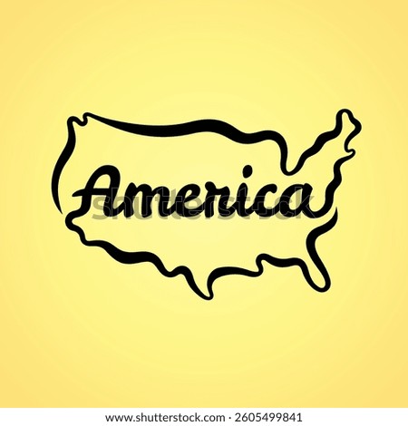 Map of America - shape and name in one line