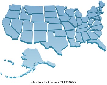 Map of America USA with the fifty individual states separated 