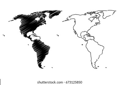 Map of America vector illustration, scribble sketch America