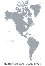 Map of the American continent or America, with political division in black and white, for school purposes and to study without names