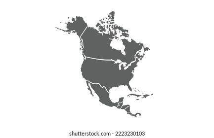 Mapa del Continente Americano aislado en fondo blanco.