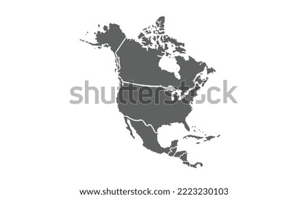 Map of American Continent  isolated on white background.