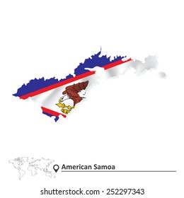 Map Of American Samoa With Flag - Vector Illustration