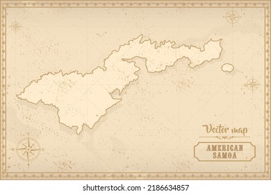Map of American Samoa in the old style, brown graphics in retro fantasy style