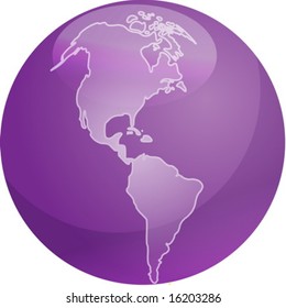 Map of the Americas on a glossy sphere