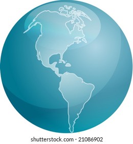 Map of the Americas on a glossy sphere