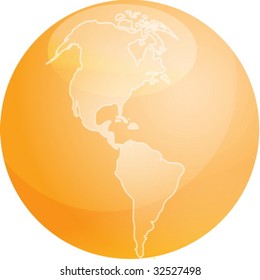 Map of the Americas on a glossy sphere