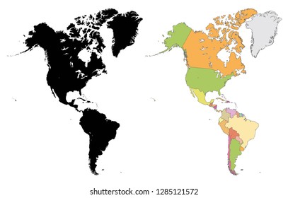 Map of Americas with Usa