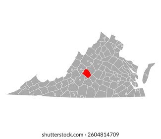 Map of Amherst in Virginia on white