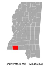 Map of Amite in Mississippi on white