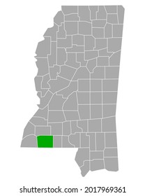 Map of Amite in Mississippi on white