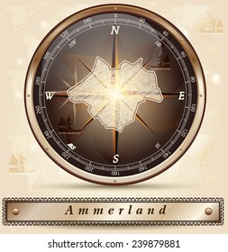 Map of Ammerland with borders in bronze