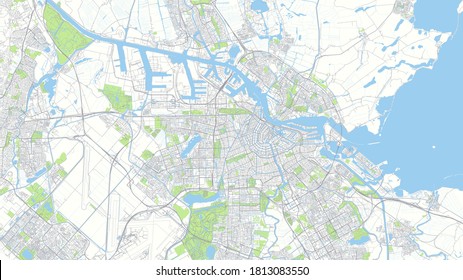 Сity map Amsterdam, color detailed urban road plan, vector illustration