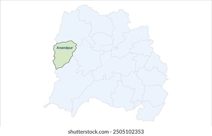 Map of Anandpur, Pashchimi Singhbhum District, Jharkhand state, Republic of India, Government of Jharkhand, Indian territory, Eastern India, politics, village, tourism