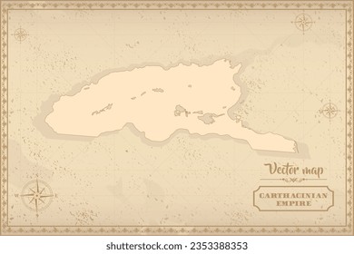 Map of Ancient Carthage in the old style, brown graphics in retro fantasy style.