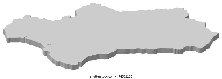 Map - Andalusia (Spain) - 3D-Illustration