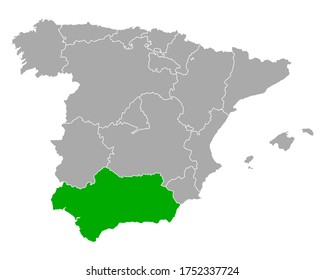 Karte von Andalusien in Spanien auf Weiß
