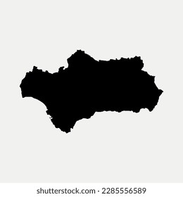 Map of Andalusia - Spain outline silhouette graphic element Illustration template design
