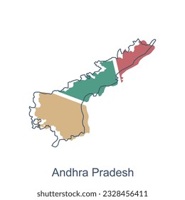 Map of Andhra Pradesh colorful illustration design, element graphic illustration template