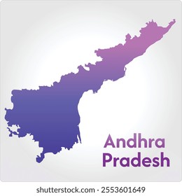 Map of Andhra Pradesh with India. South indian state Vector Illustration. Simple vector map of State shape gradient. Outline style Border.