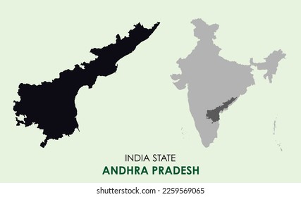 Map of Andhra Pradesh, Map of Andhra Pradesh with India, Map of Andhra Pradesh state of  India Vector Illustration, map of Andhra Pradesh with solid color, India.