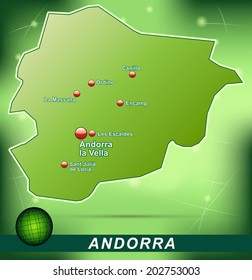 Map of Andorra with abstract background in green
