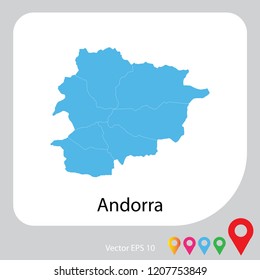 Map of andorra abstract corlor blue on white background frame.vector illustration eps 10.