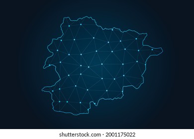 Map of andorra , Abstract mash line and point scales on dark background for your web site design map logo, app, ui,Travel. Vector illustration eps 10.