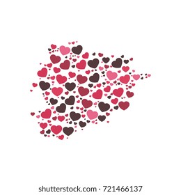map of andorra filled with hearts of different sizes and colors