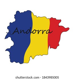 Mapa de Andorra (bandera de Andorra) - dibujo de una línea. Dibujo de línea continua de la ilustración del vector.
