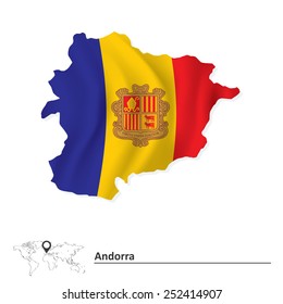 Map of Andorra with flag - vector illustration
