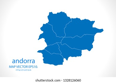 Map of Andorra- High detailed blue map on white background. Abstract design vector illustration 