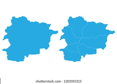 Map of Andorra isolated on white background. Vector illustration eps 10.blue Andorra Map Illustration.