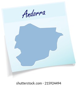 Map of Andorra as sticky note in blue
