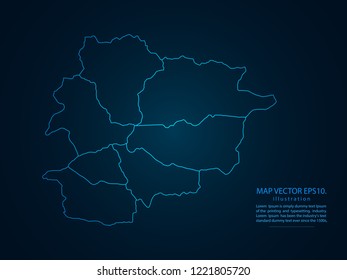 Map of Andorra,Abstract mash line and point scales on dark background for your web site design map logo, app, ui,Travel. Vector illustration eps 10.
