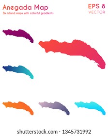 Map of Anegada with beautiful gradients. Amusing set of island maps. Memorable vector illustration.