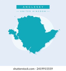 Map of Anglesey - Wales - United Kingdom region outline silhouette graphic element Illustration template design