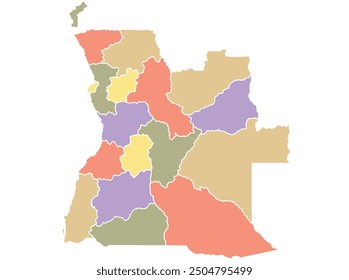 Karte von Angola in verschiedenen Farben. Vektorgrafik.