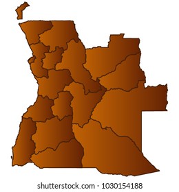 Map of Angola - Map of the city and each border separately. Brown Gold eps Vector Illustration 10