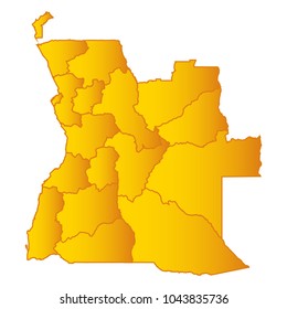 Map of Angola- Map of the city and each border separately. Yellow Gold eps Vector Illustration 10