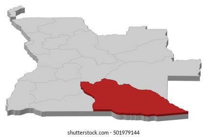 Map - Angola, Cuando Cubango - 3D-Illustration