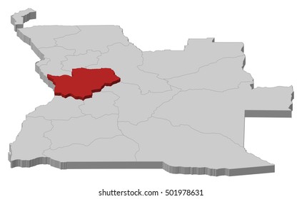 Map - Angola, Cuanza Sul - 3D-Illustration