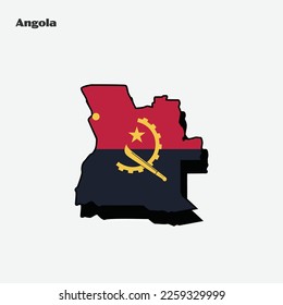 Karte von Angola mit Flagge. Vektorgrafik. EPS10